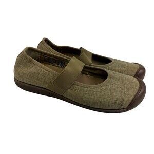Keen Sienna Mary Jane Flat Slip On Tan Fabric Canvas Stretch 1004655 Womens 10.5